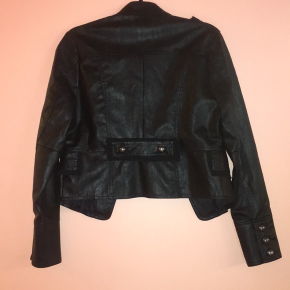 Size Junior L Black Vegan Leather Jacket - Picture 6 of 6